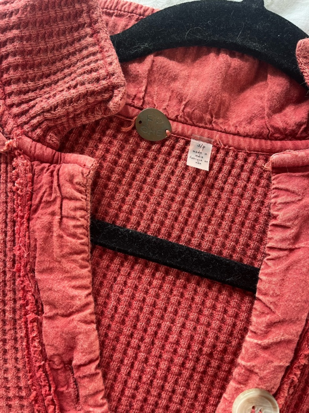 Free People Rust Button-Front Ribbed Cardigan - Picture 2 of 4